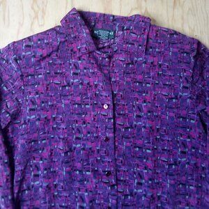 Vintage Notations Abstract Geometric Polyester Disco Shirt